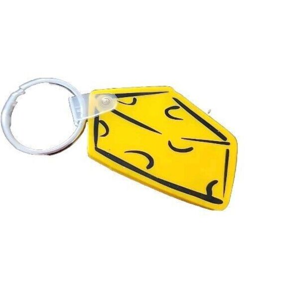 Aww The Power Of Cheese Keychain Vintage Plastic Yellow Cheddar Cheese Key Chain - Picture 1 of 6